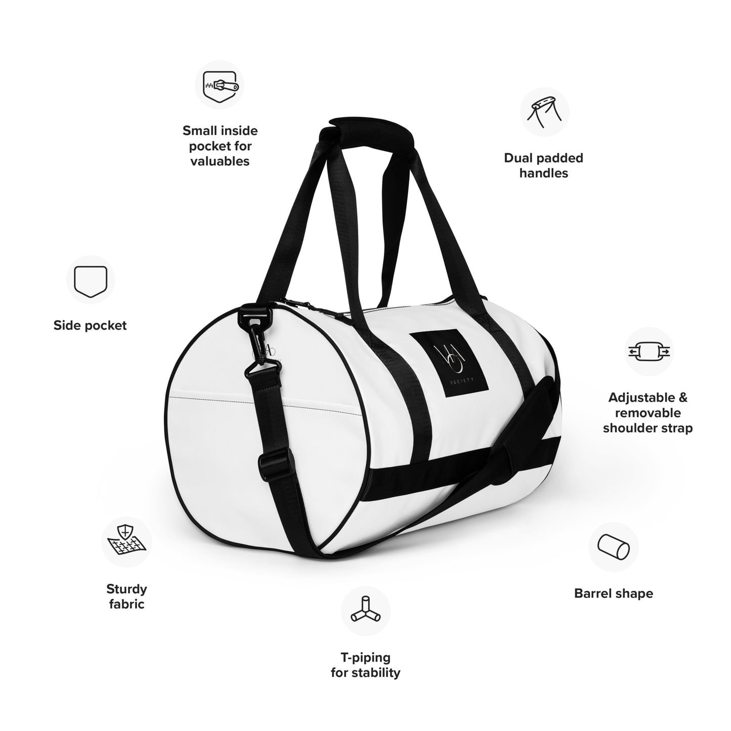 Print gym bag white - M.A. SOCIETY