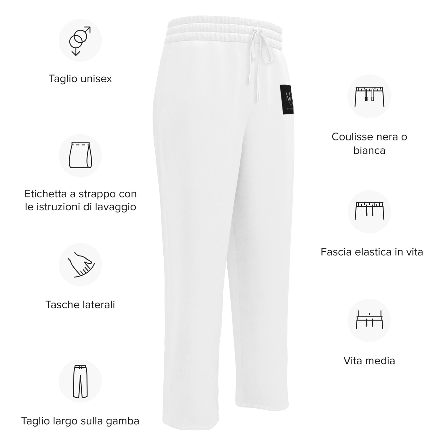 Wide-leg joggers comfort pants white