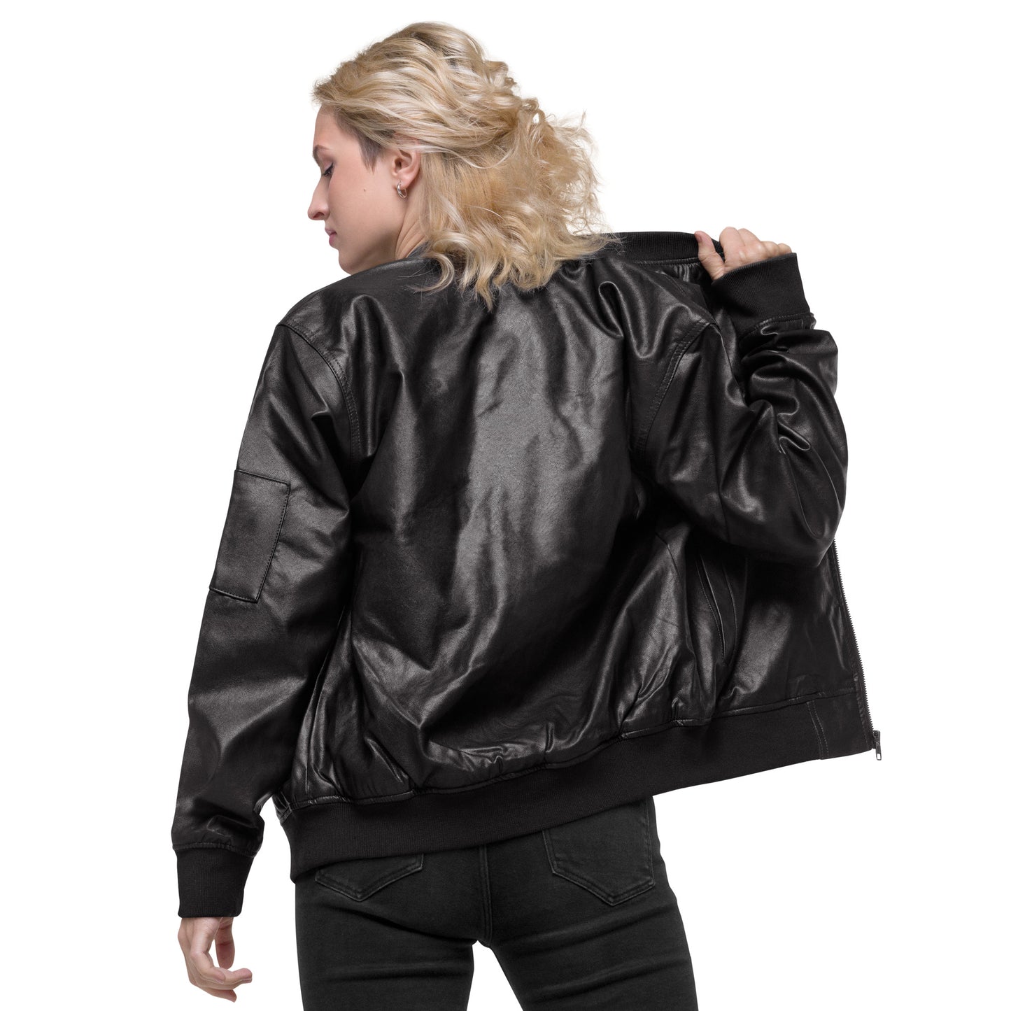 Leather Bomber Jacket black Unisex M.A. SOCIETY