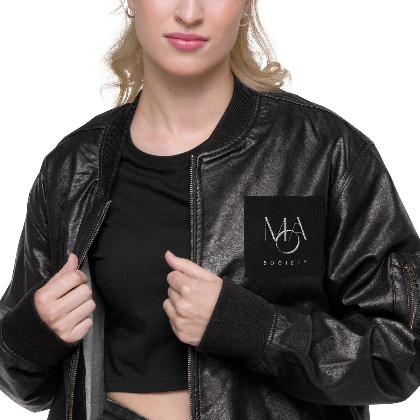 Leather Bomber Jacket black Unisex M.A. SOCIETY
