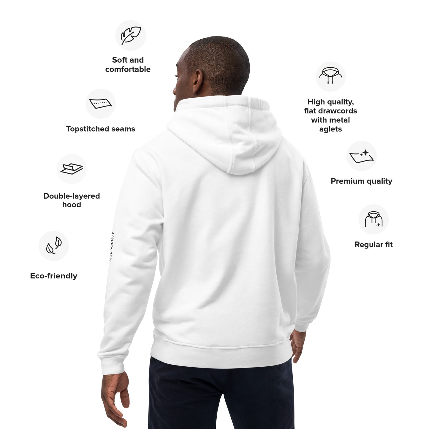 Premium eco hoodie comfort white Unisex M.A. Society
