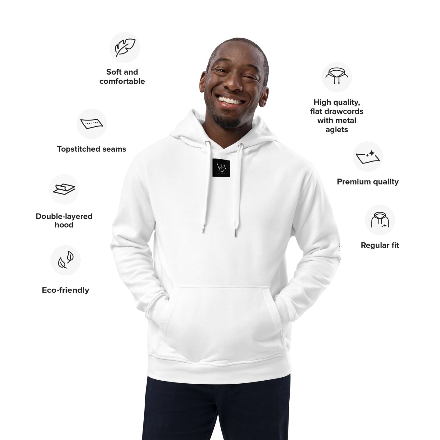 Premium eco hoodie comfort white Unisex M.A. Society