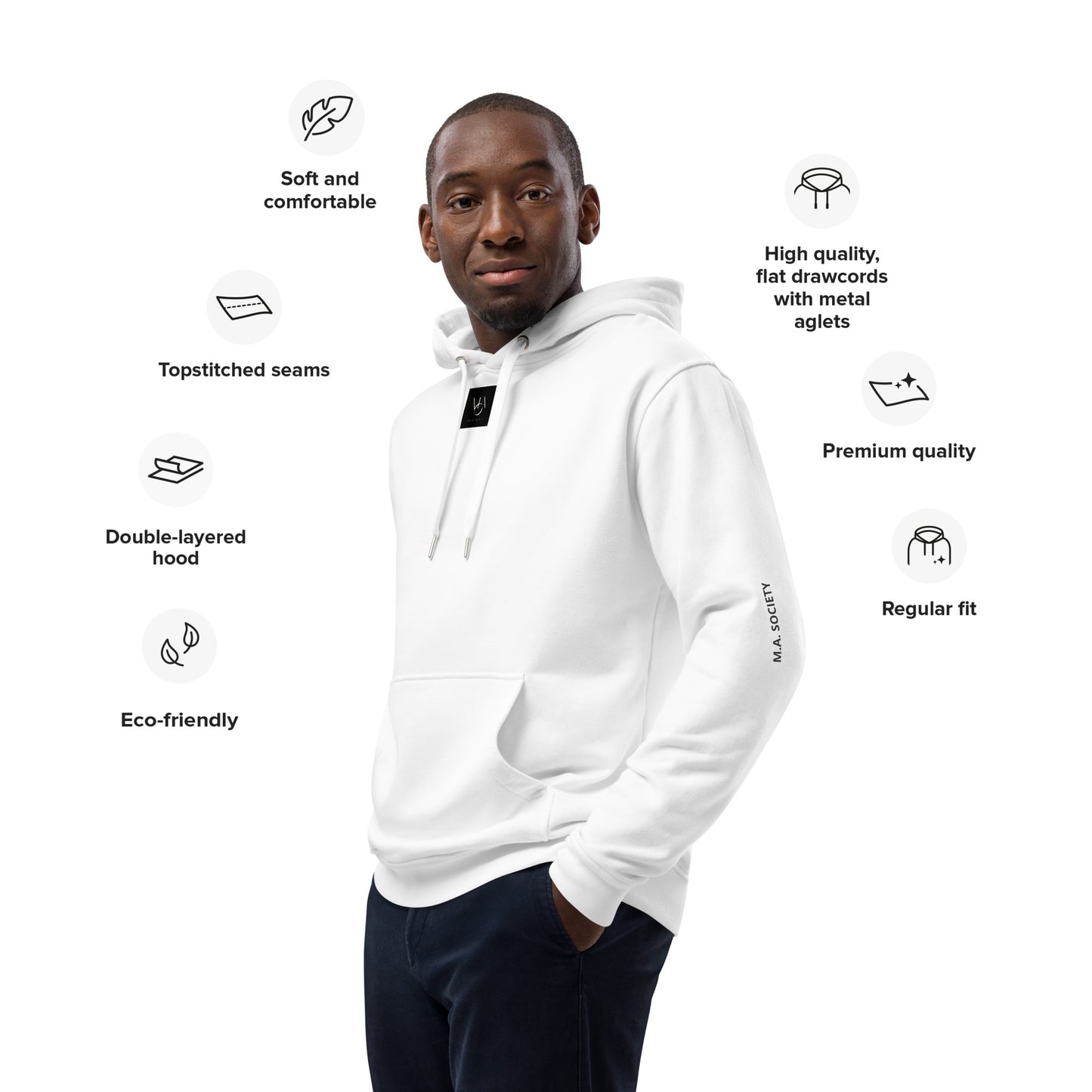 Premium eco hoodie comfort white Unisex M.A. Society