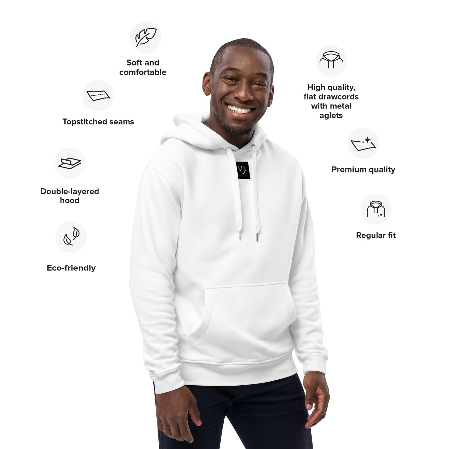 Premium eco hoodie comfort white Unisex M.A. Society