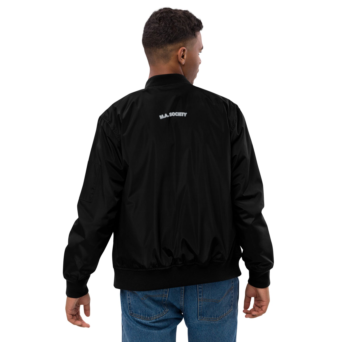 Premium recycled bomber jacket black Unisex M.A. Society
