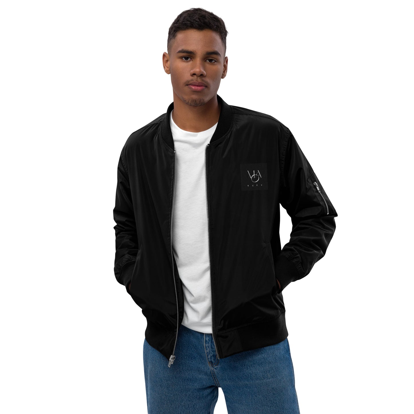 Premium recycled bomber jacket black Unisex M.A. Society