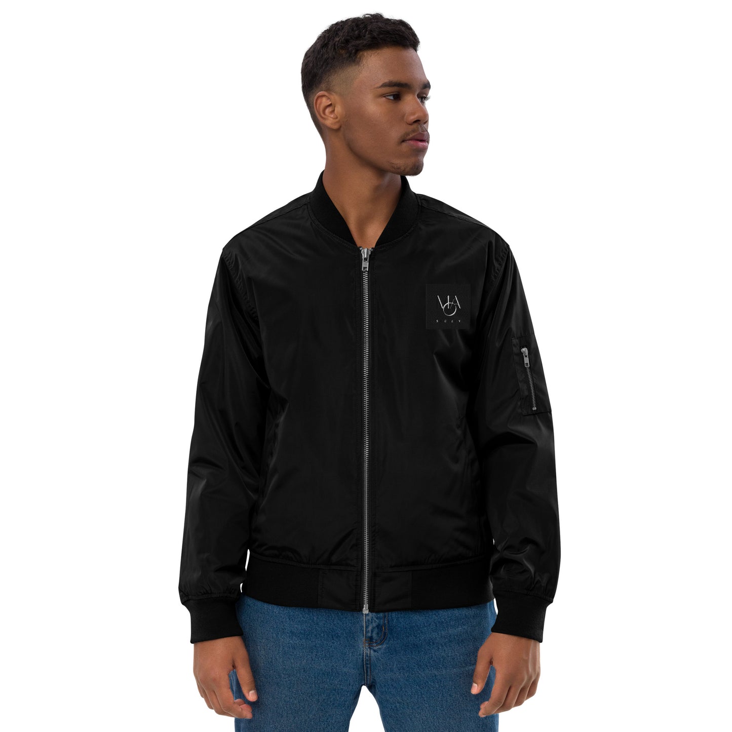 Premium recycled bomber jacket black Unisex M.A. Society