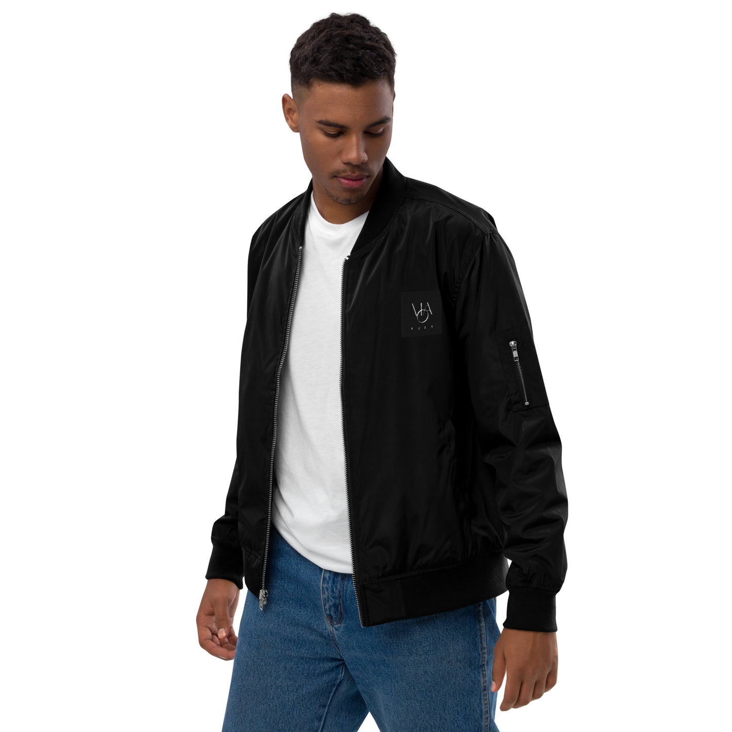 Premium recycled bomber jacket black Unisex M.A. Society
