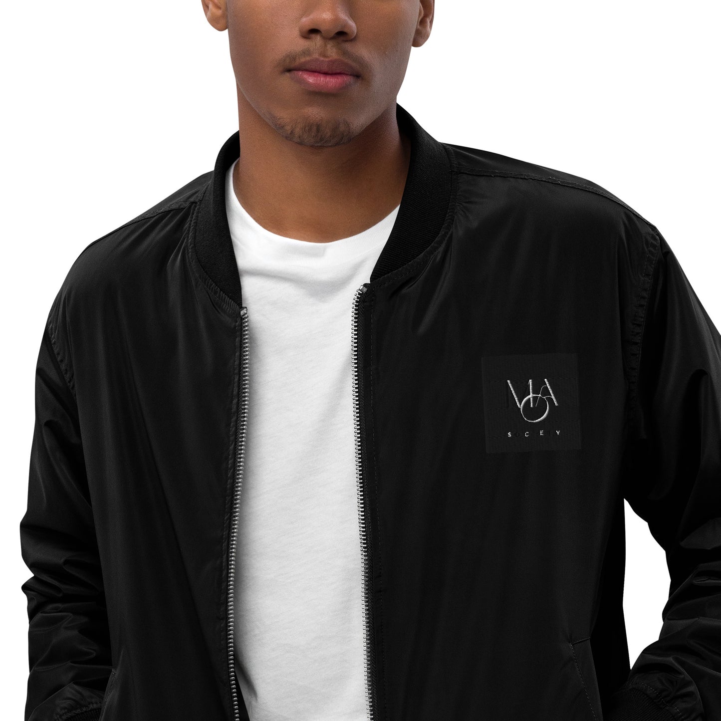 Premium recycled bomber jacket black Unisex M.A. Society