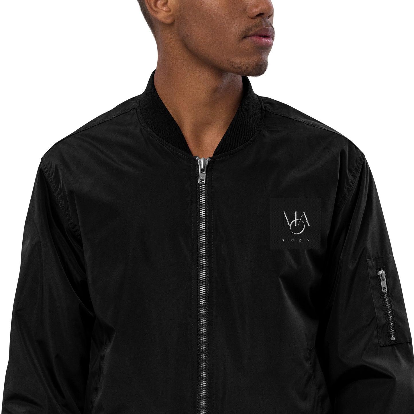 Premium recycled bomber jacket black Unisex M.A. Society