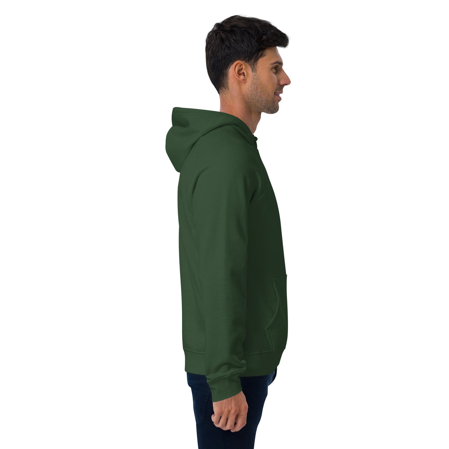 Unisex eco raglan Bottle Green hoodie