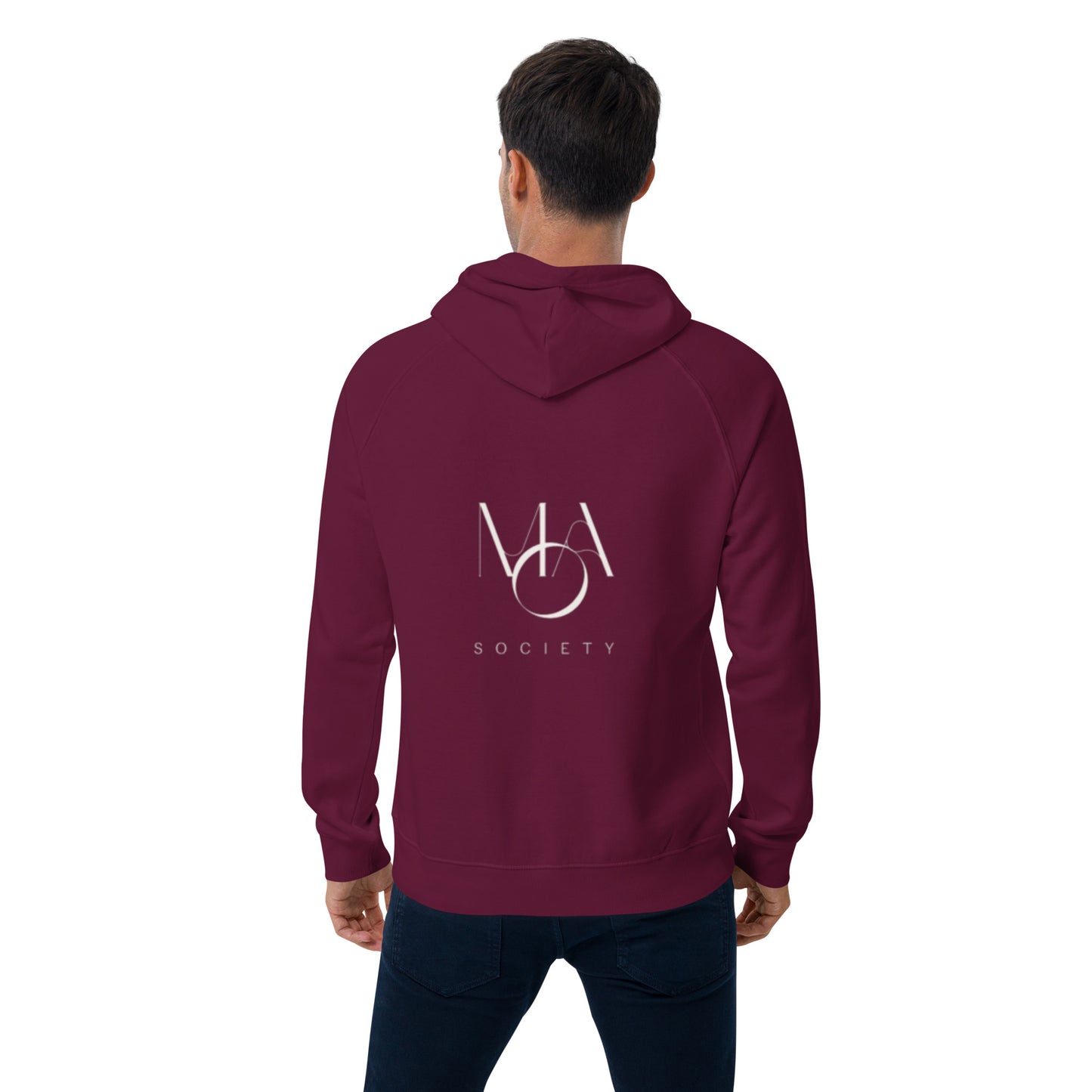 Unisex eco raglan Burgundy hoodie