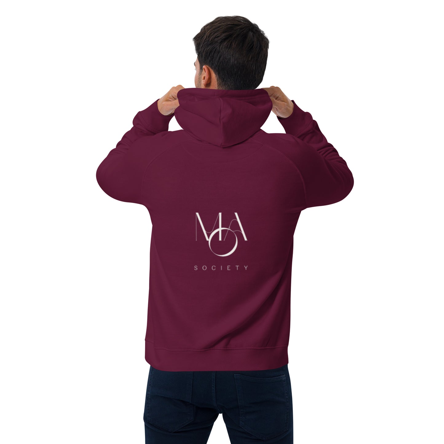 Unisex eco raglan Burgundy hoodie