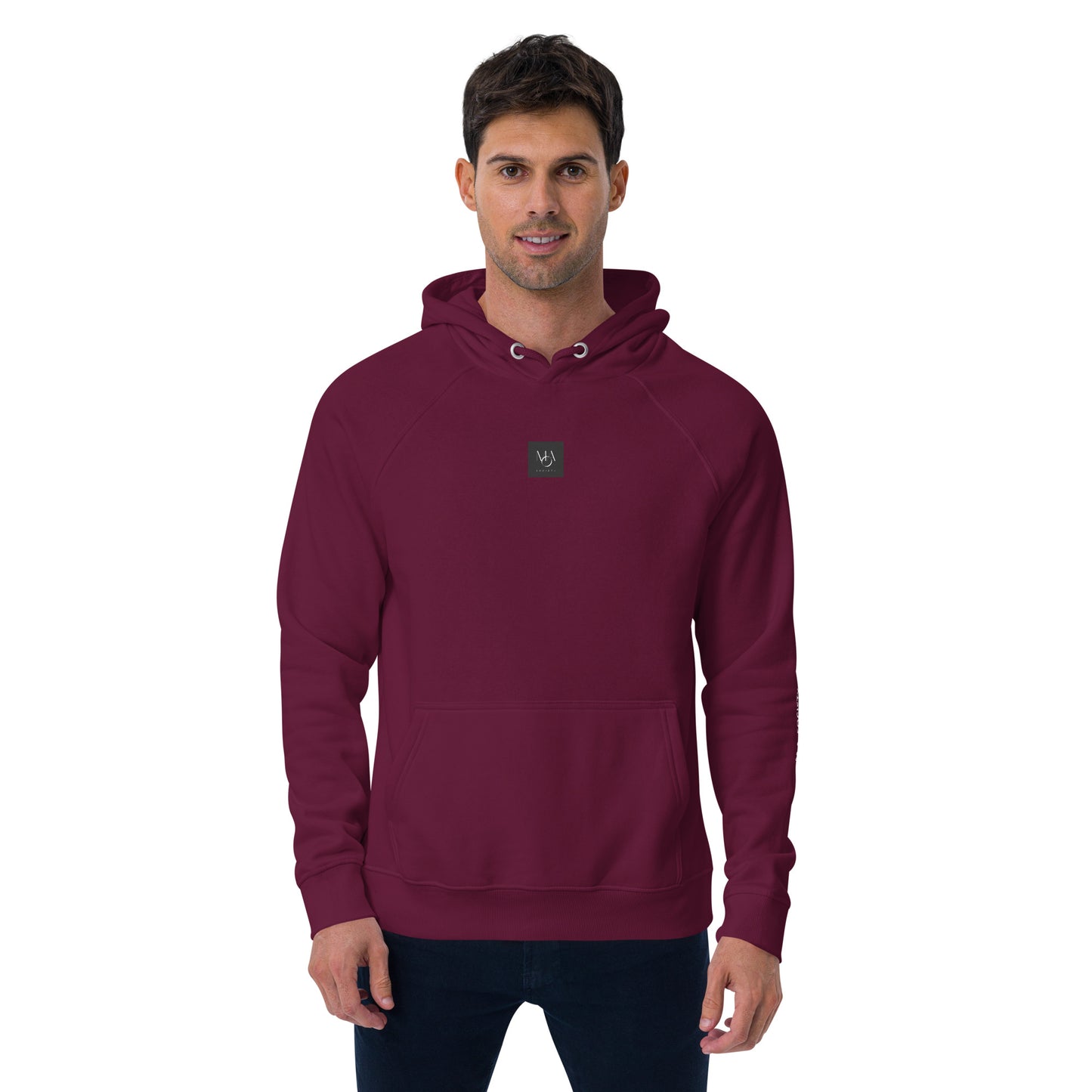 Unisex eco raglan Burgundy hoodie