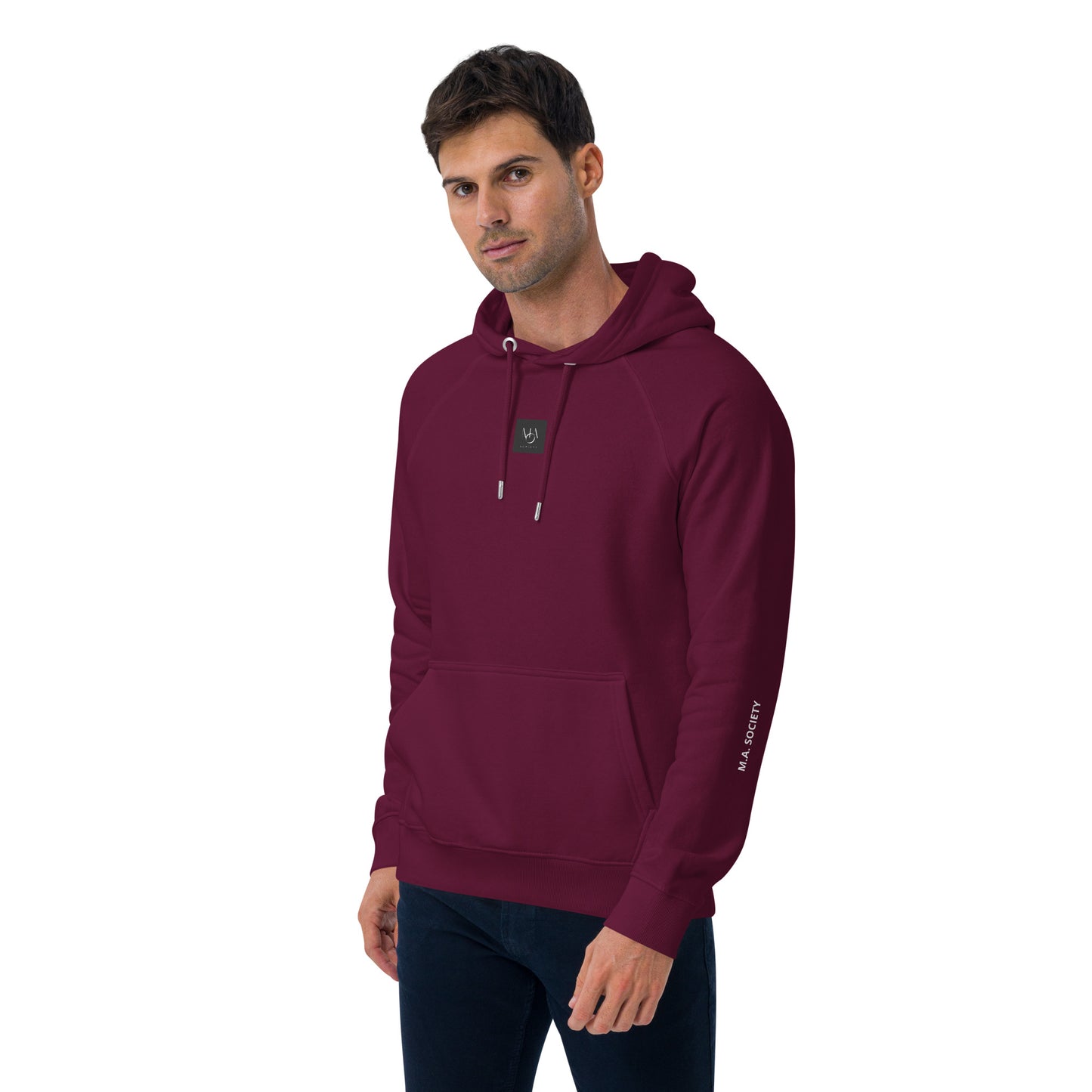 Unisex eco raglan Burgundy hoodie