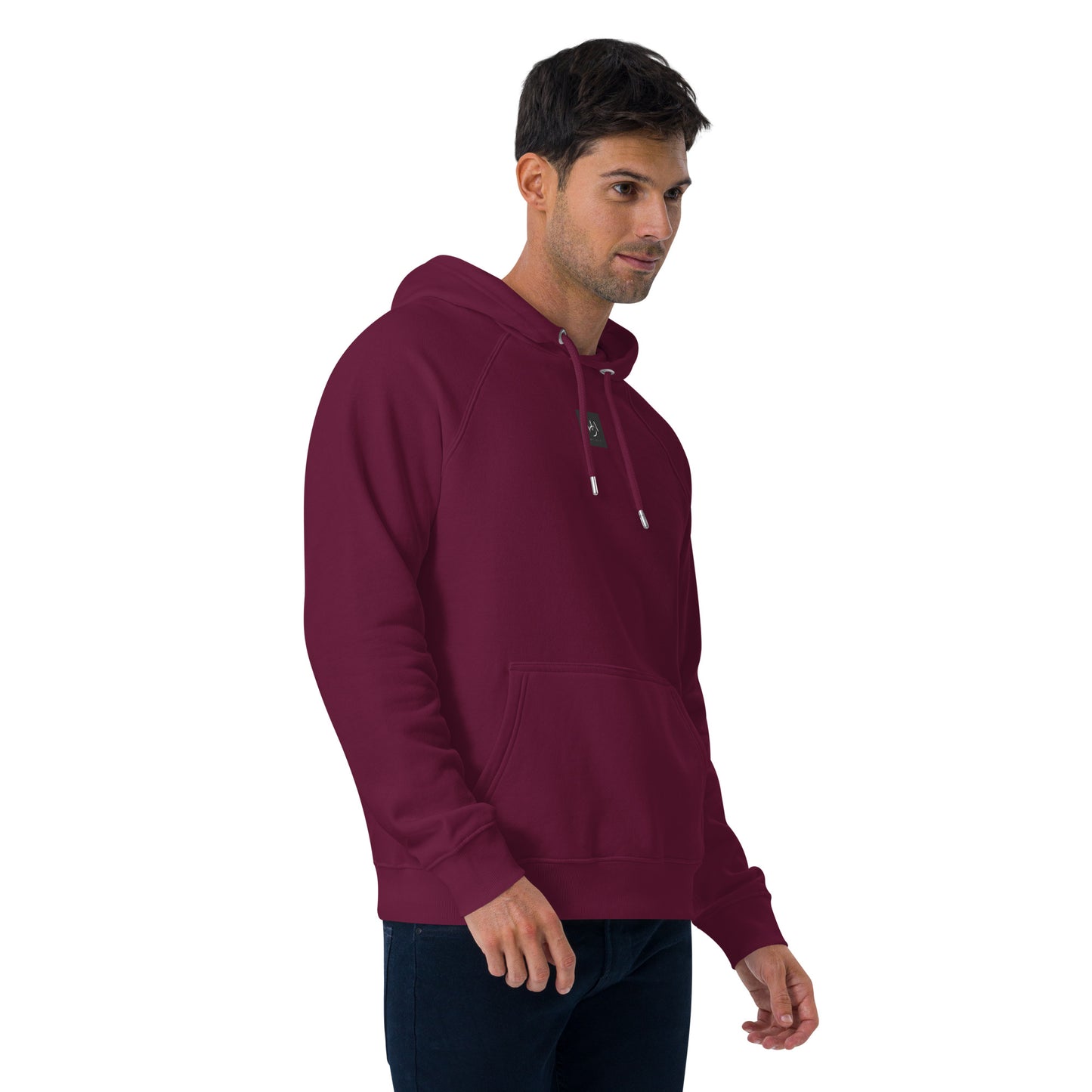 Unisex eco raglan Burgundy hoodie