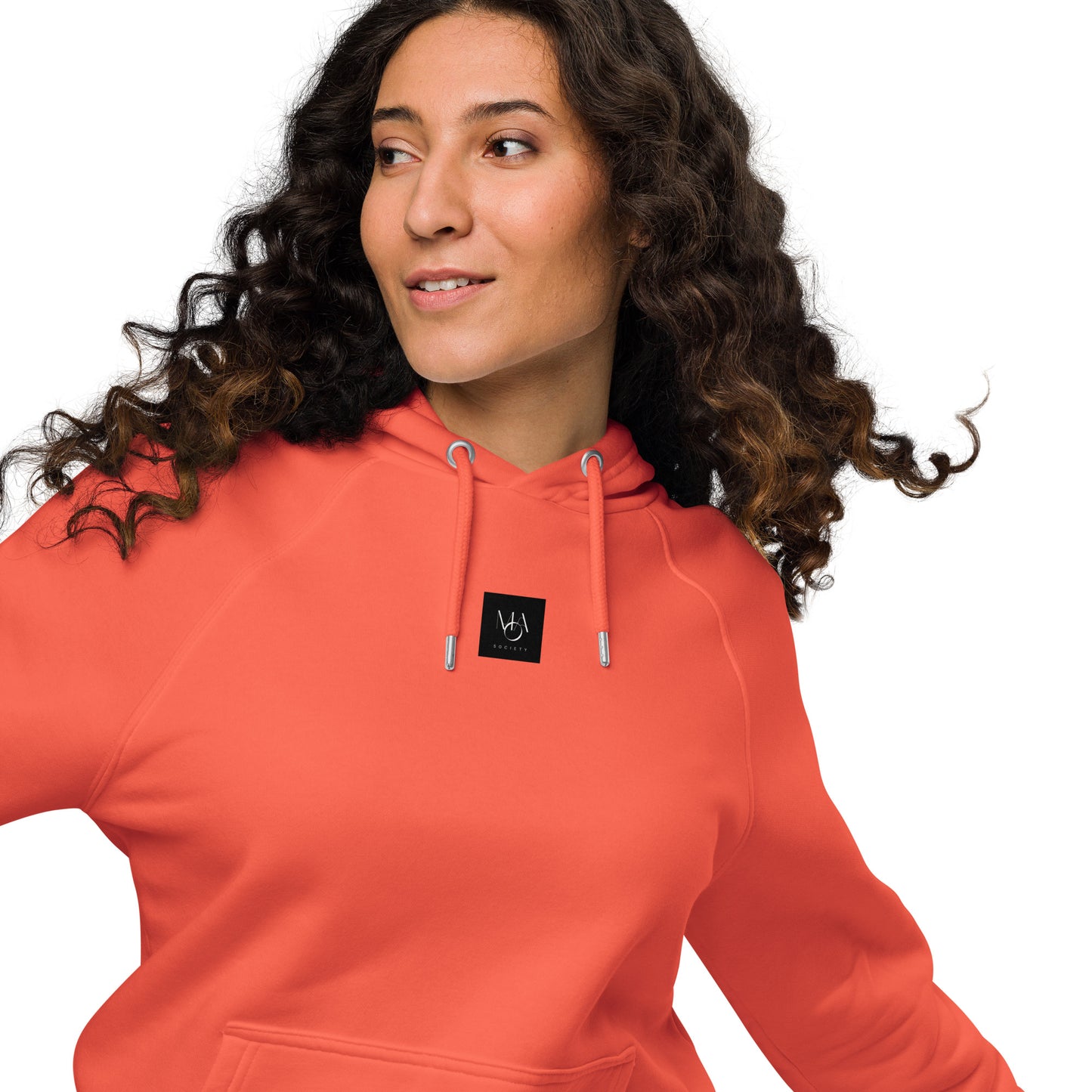 Unisex eco raglan Burnt Orange hoodie
