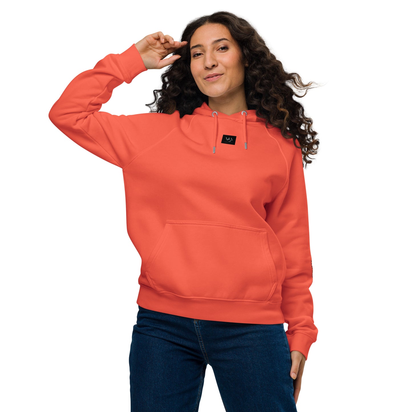 Unisex eco raglan Burnt Orange hoodie