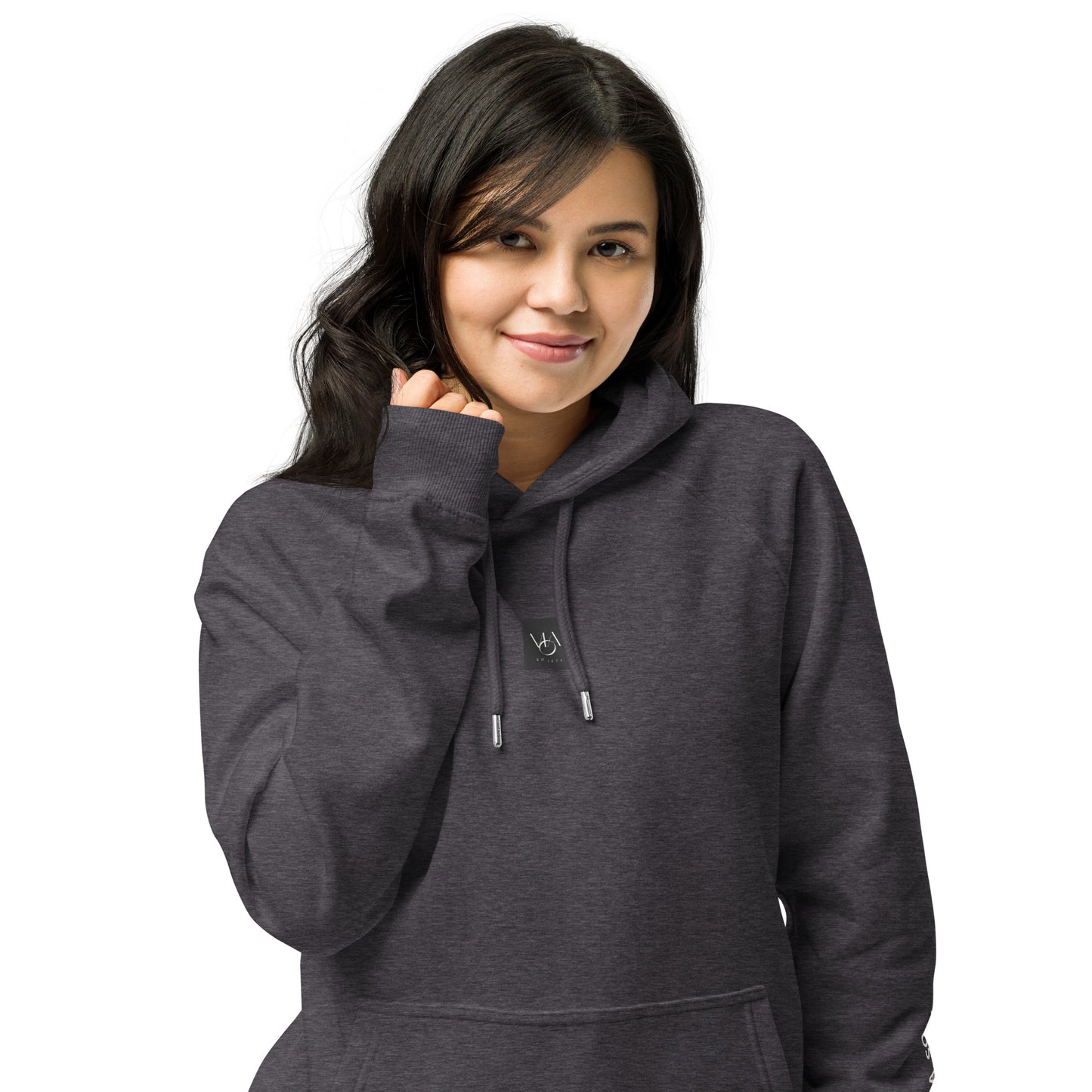 Unisex eco raglan Charcoal Malange hoodie