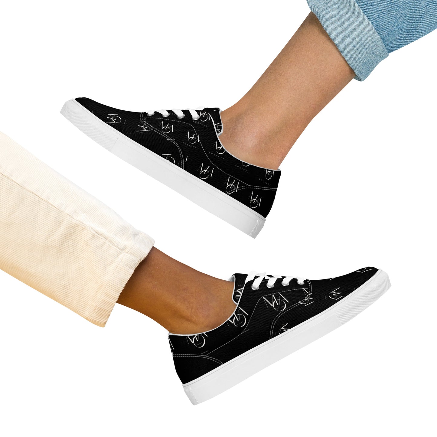 Women’s lace-up canvas comfort black shoes