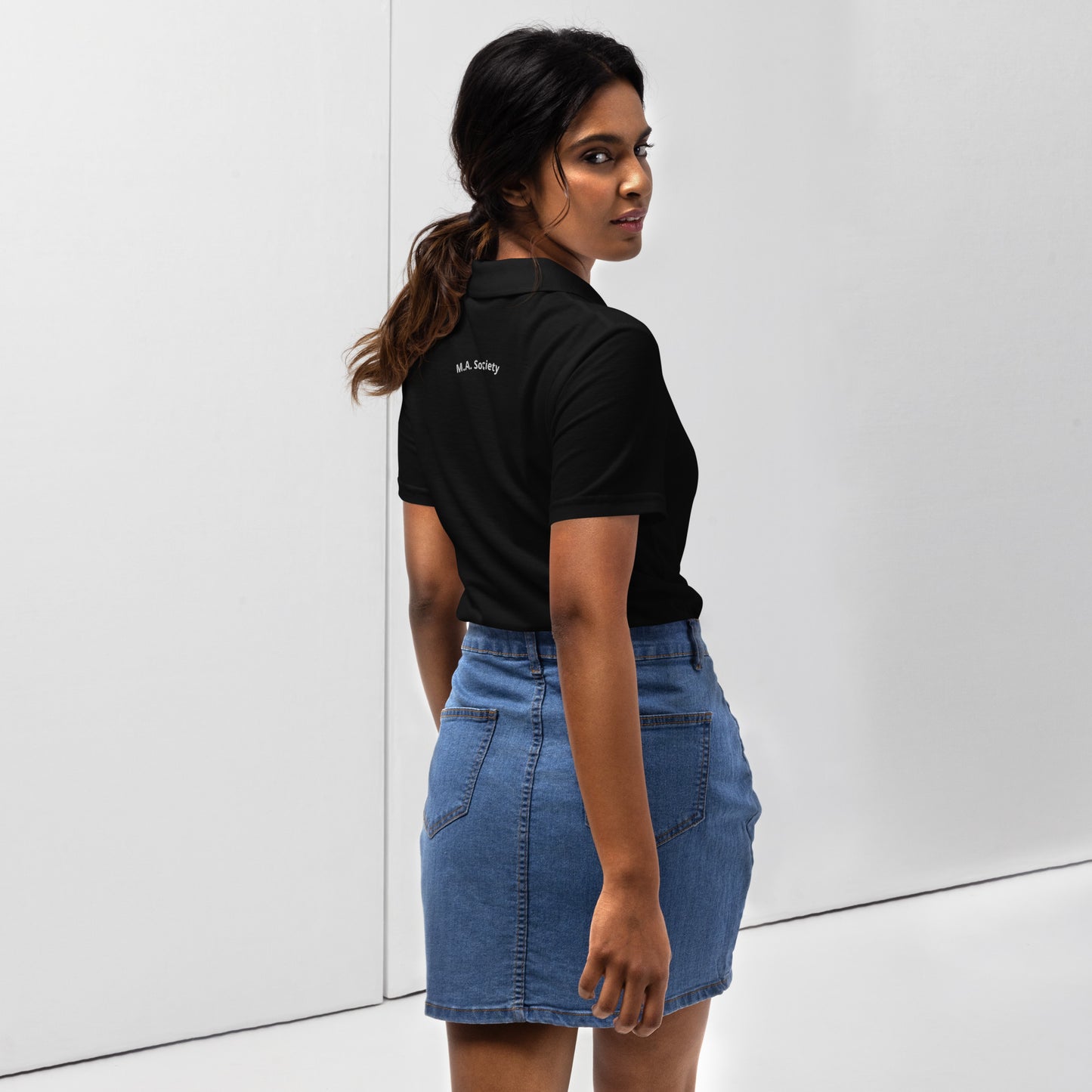 Women’s pique polo shirt black M.A. Society