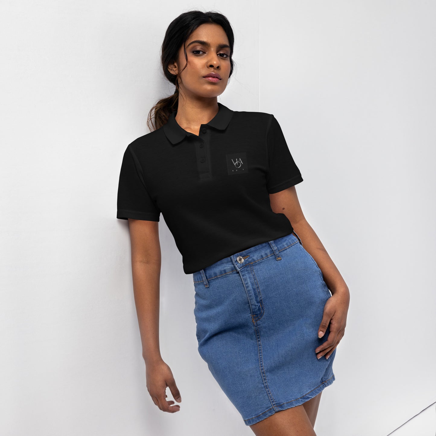 Women’s pique polo shirt black M.A. Society